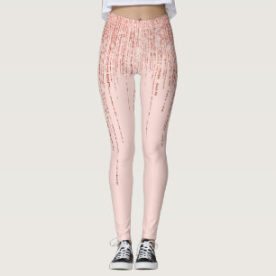 Luxury Rosa ros Guld Sparkly Glitter Fringe Leggings