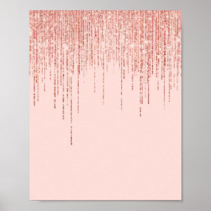 Luxury Rosa ros Guld Sparkly Glitter Fringe Poster
