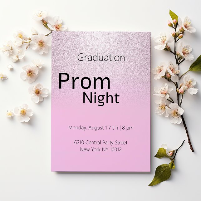 Luxury rosa silver lilac gradient Studenten Prom Inbjudningar (Luxury pink silver lilac gradient Graduation Prom)