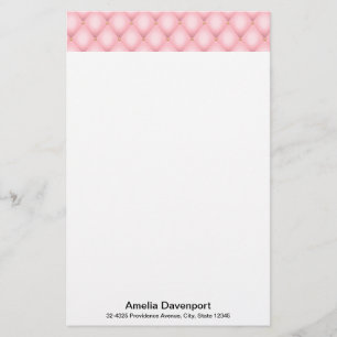 Luxury Rosa Tuftade Diamond Gräns Brevpapper