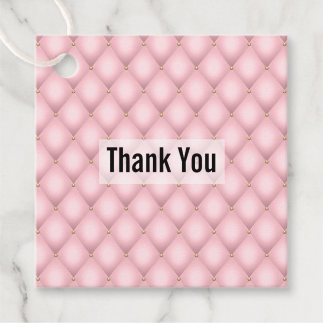 Luxury Rosa Tuftade Diamond Mönster Gåvor Etiketter (Framsida)