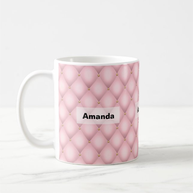Luxury Rosa Tuftade Diamond Mönster Kaffemugg (Vänster)