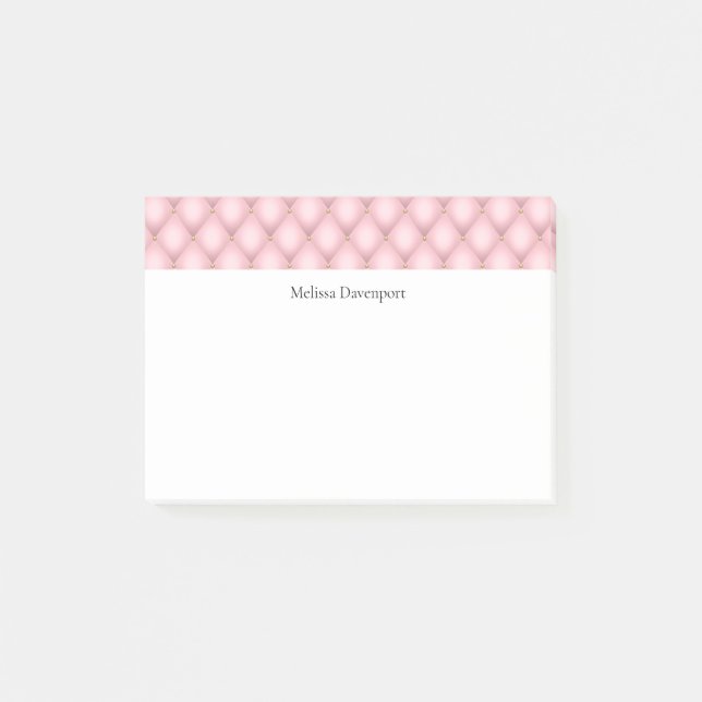 Luxury Rosa Tuftade Diamond Mönster Post-it Block (Framsida)