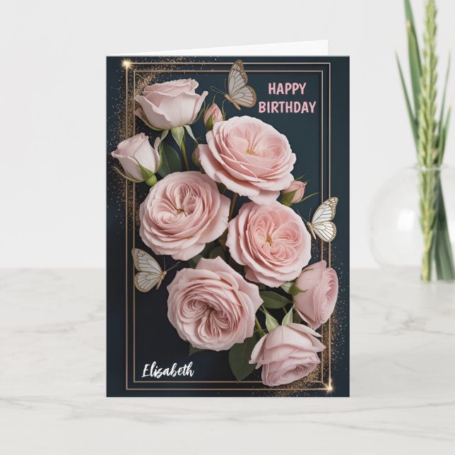 Luxury Rose Birthday  Kort (Framsida)