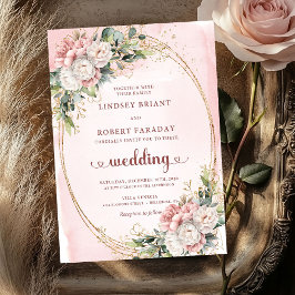 Luxury Rose Gold Blush Floral Wedding Invitation Inbjudningar