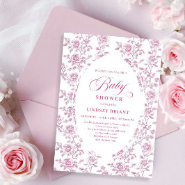 Luxury Rose Gold Floral Roses Baby Shower Invite Inbjudningar
