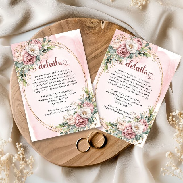 Luxury Rose Gold Flowers Eucalyptus Details Card Tilläggskort (Luxury Rose Gold Flowers Eucalyptus Details Card)