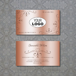 Luxury Rosegolden Ornate Corner Gräns med Logotyp Visitkort