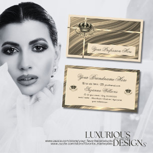 Luxury Royal Beige Guld Krona Luxurious och Noble Visitkort