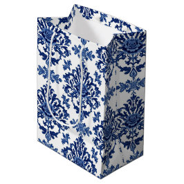 Luxury Royal Blue and White Baroque Floral Pattern