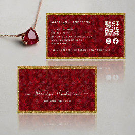 Luxury Ruby Guld Ram QR Code Social Media Icons Visitkort