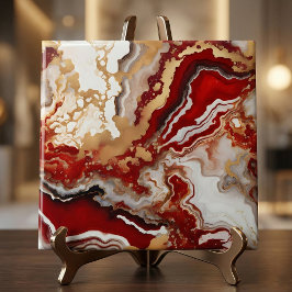 Luxury Ruby Red Gold Liquid Marble Agate Fluid Art Kakelplatta