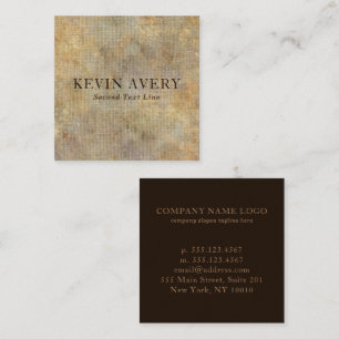 Luxury Rustic Beige Guld Linen Struktur Fyrkantigt Visitkort