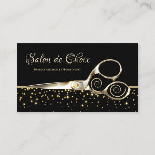 Luxury Salon Guld Sparkles Hair Stylist Scissors Visitkort