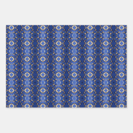 Luxury Sapphire Blue Guld Patterned