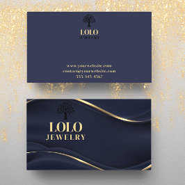 Luxury Sapphire Blue med Guld Jewelry Visitkort