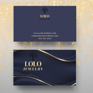 Luxury Sapphire Blue med Guld Jewelry Visitkort