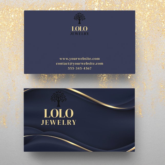 Luxury Sapphire Blue med Guld Jewelry Visitkort (Skapare uppladdad)