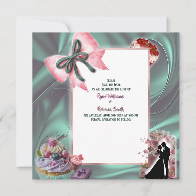 Luxury Satin Bow Save the Date Announcement Spara Datumet (Framsida)