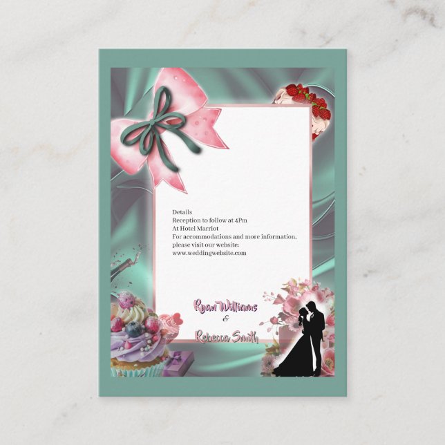 Luxury Satin Bow Wedding Enclosure Card Tilläggskort (Framsida)