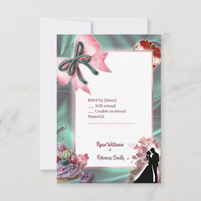 Luxury Satin Bow Wedding RSVP Card OSA Kort (Framsida)