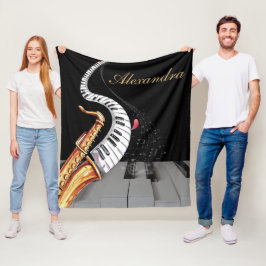 Luxury Saxophone Piano Music Personlig Fleecefilt