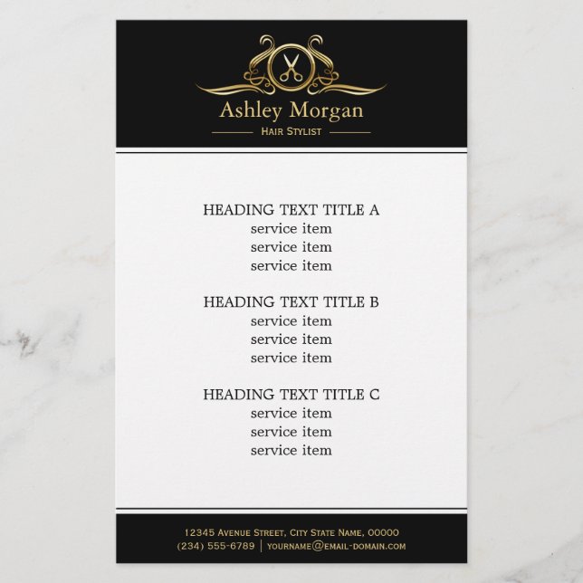 Luxury Scissors Logotyp Hair Stylist Beauty Salon Flygblad (Framsidan)