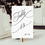 Luxury Script Black and White Bröllop Number 13, Bordsnummer<br><div class="desc">Bord 13. Kontrollera alla tillgängliga nummer. | bordsnummer mellan lyx och elegant med bröllop och initialer. Om du vill ha en mer avancerad anpassning av den här designen klickar du på BLUE DESIGN VERKTYG ovan!</div>