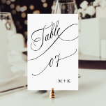 Luxury Script Black and White Bröllop Number 7, Bordsnummer<br><div class="desc">Bord 7. Kontrollera alla tillgängliga nummer. | bordsnummer mellan lyx och elegant med bröllop och initialer. Om du vill ha en mer avancerad anpassning av den här designen klickar du på BLUE DESIGN VERKTYG ovan!</div>