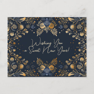 Luxury Shana Tova - blue & gult Vykort
