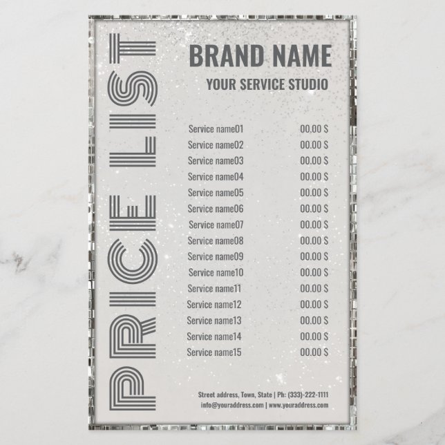 Luxury Shimmer Beauty Salon Pris List Flyer (Framsidan)