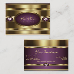 Luxury Shimmery Guld och Lila Glitzy Rhinestones Visitkort