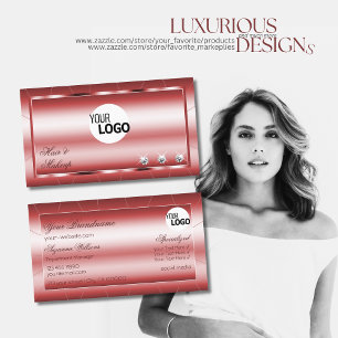 Luxury Shimmery Red Snyggt med diamanter och Logot Visitkort