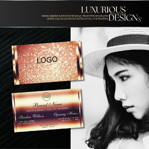 Luxury Shimmery Ro Guld Gnistra Glitter och Logoty Visitkort