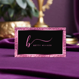 Luxury Shock rosa Modern Script Monogram Buss Visitkort