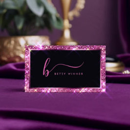 Luxury Shock rosa Modern Script Monogram Buss Visitkort