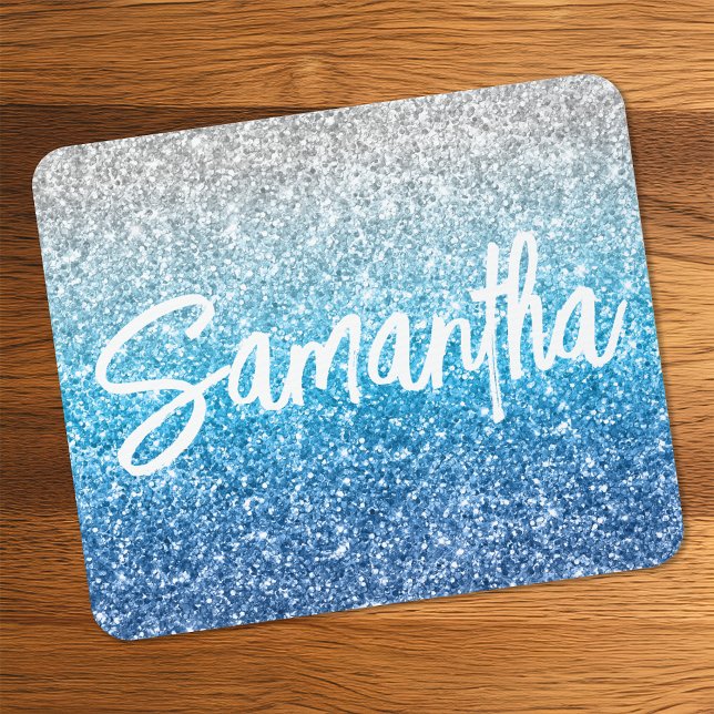 Luxury Silver Azure Blue Glitter Musmatta (Skapare uppladdad)