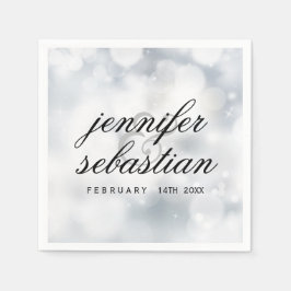 Luxury Silver bokeh BRÖLLOP MONOGRAM Pappersservett