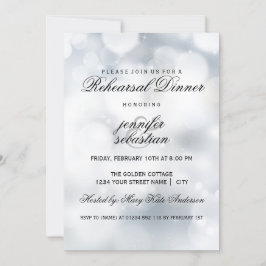 Luxury Silver Bokeh Light Chic Rehearsal Dinner Inbjudningar