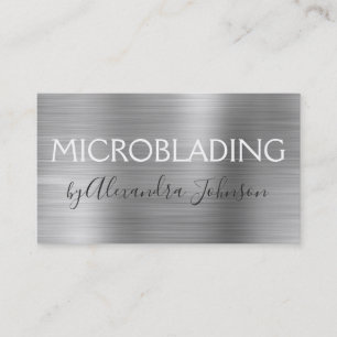 Luxury Silver Brushed Metall Microblading Visitkort