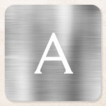 Luxury Silver Brushed Metall Monogram Namn Initial Underlägg Papper Kvadrat<br><div class="desc">Luxury Silver Foil Brushed Metall Monogram Namn och Initial Underlägg. Perfekten blir en gåva till någon som tittar för ett modernt monogram Underlägg för party eller firande.</div>