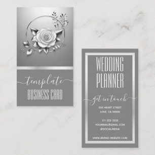 Luxury Silver Calligraphy Söt Blommigt Visitkort