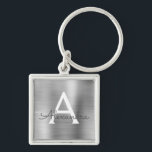 Luxury Silver Faux Stainless Steel Monogram Fyrkantig Silverfärgad Nyckelring<br><div class="desc">Silver Faux Stainless Steel Metallic Elegant Keychain. Dessa nyckelkedjor kan anpassas så att de omfattar ditt första och första namn. Dessa nyckelringar gör underbar födelsedag,  möhippa eller bachelorette-parti till fördel.</div>