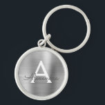 Luxury Silver Faux Stainless Steel Monogram Rund Silverfärgad Nyckelring<br><div class="desc">Silver Faux Stainless Steel Metallic Elegant Keychain. Dessa nyckelkedjor kan anpassas så att de omfattar ditt första och första namn. Dessa nyckelringar gör underbar födelsedag,  möhippa eller bachelorette-parti till fördel.</div>