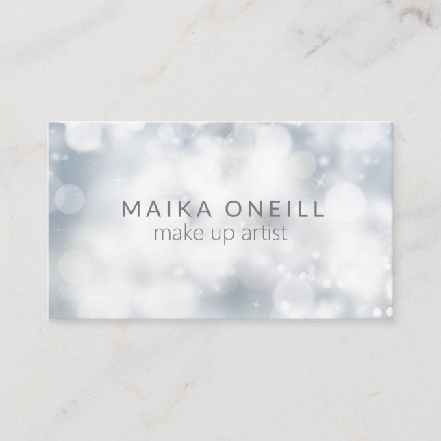 Luxury Silver Glitter Bokeh professionell Visitkort (Framsida)