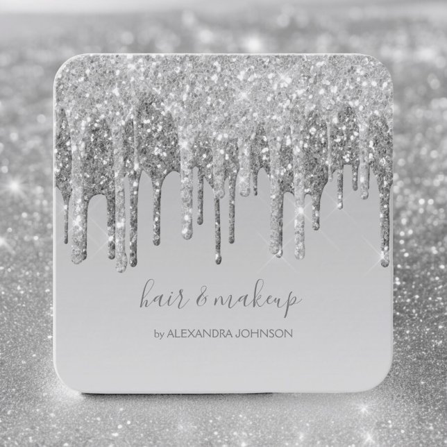 Luxury Silver Glitter Gnistra Hair Makeup Visitkort (Skapare uppladdad)
