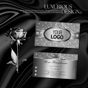 Luxury Silver Glitter Gnistra Stars Diamonds Logot Visitkort
