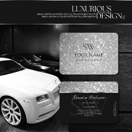 Luxury Silver Glitter Gnistra Stars Initialer Smar Visitkort