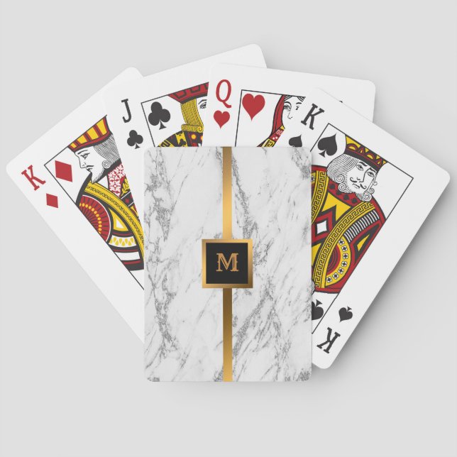 Luxury Silver Glitter Marble Customize Casinokort (Baksidan)