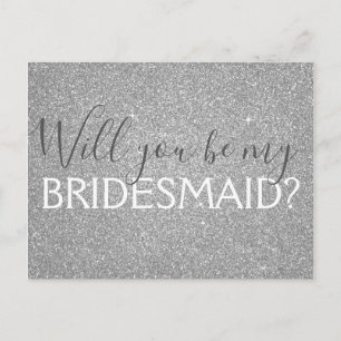 Luxury Silver Glitter och Gnistra Bridesmaid Inbjudan Vykort